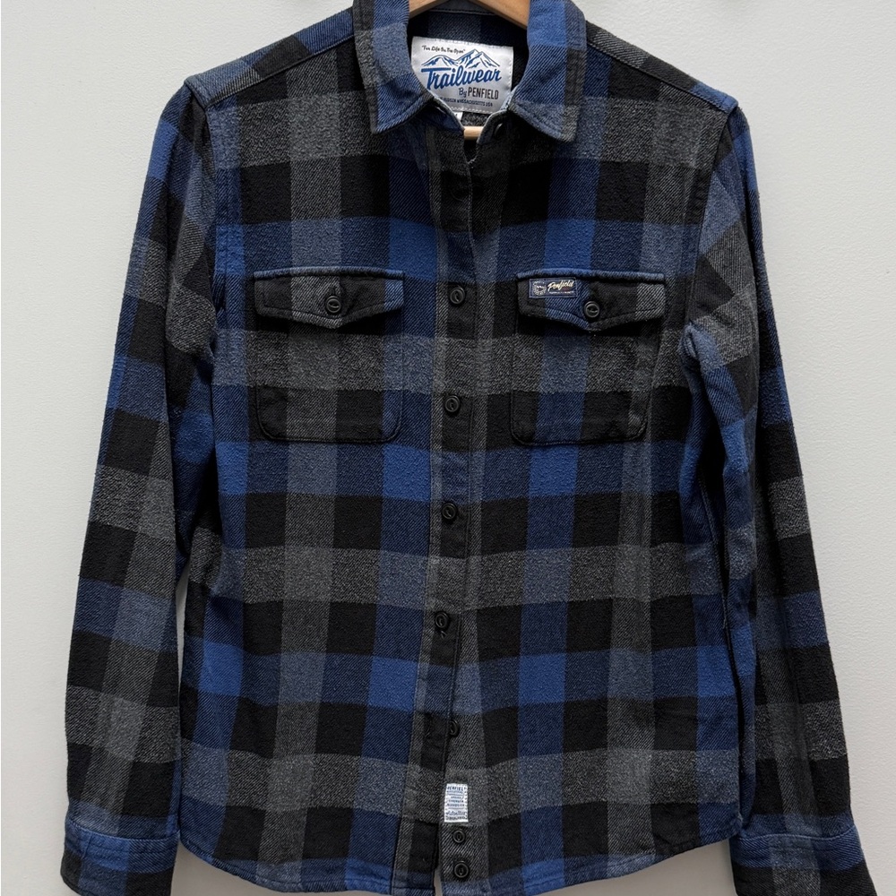 Penfield Blue and Black Flannel Button Down Shirt